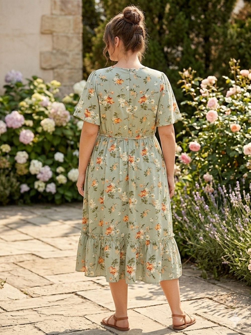 BloomChic Sage Green Floral Midi Dress - Picture 2 of 8
